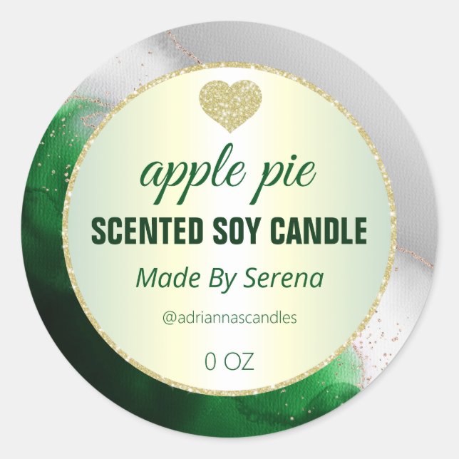 Green Apple Pie Agate Soy Candle produit Étiquette (Devant)