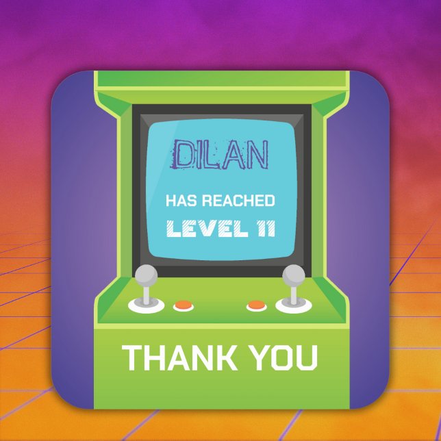 Green arcade gamer merci Sticker (Créateur téléchargé)