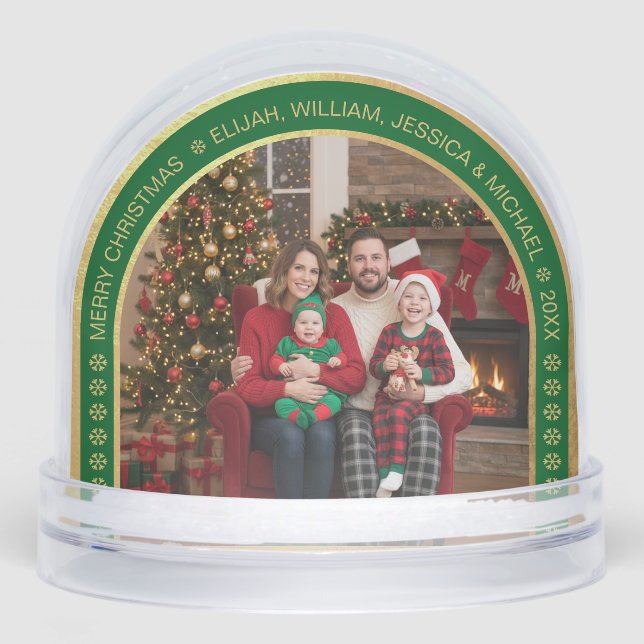 Green Arch Christmas Family Photo Faux Gold Foil  (Avant)