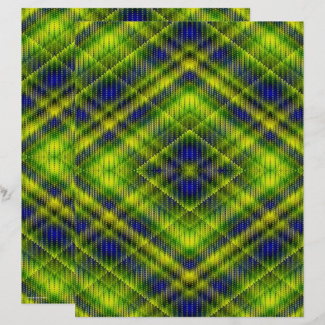 Green Argyle Scrapbook Paper 2-Sided Page (Devant / Derrière)