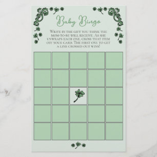 Green Baby Bingo Jeu St Patrick's Day Baby shower