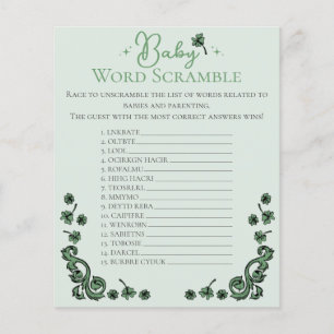Green Baby Word Scramble Irish Baby shower Jeu