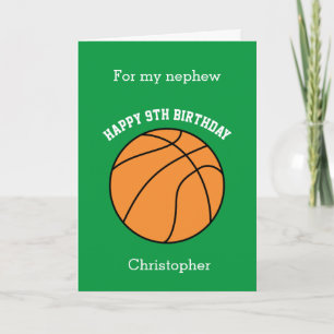 Green Basketball Sport 9e carte d'anniversaire