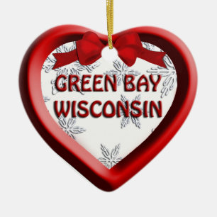 Green Bay Wisconsin Coeur ornement de Noël