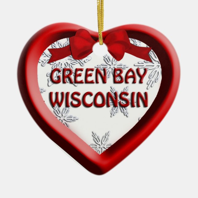 Green Bay Wisconsin Coeur ornement de Noël (Devant)