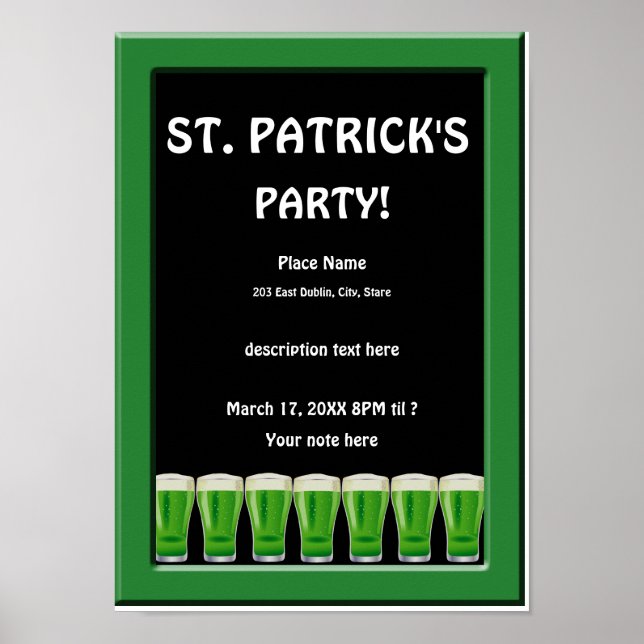 Green Beer St Patrick's Party Poster 2 (Devant)