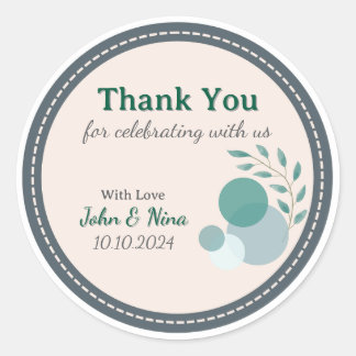 Green & Beige Anniversary Thank You Sticker