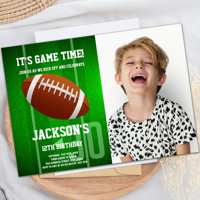 Green Big Ball Football Anniversaire Invitations p (Green Big Ball Football Birthday Invitations photo)