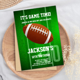 Green Big Ball Football Invitations Anniversaire