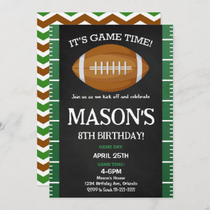Green Black Football Anniversaire Fête Invitation