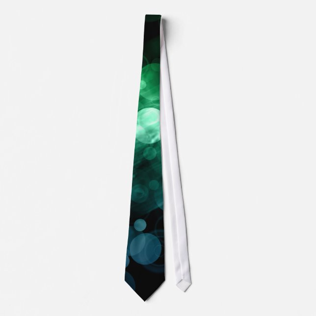 Green & Blue Bokeh Motif Design Cravate Homme (Devant)