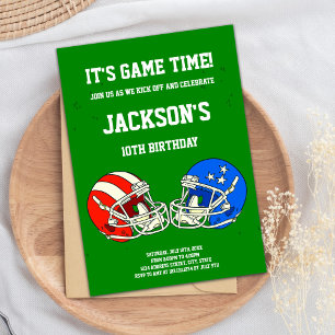 Green Blue Football Invitations d'anniversaire