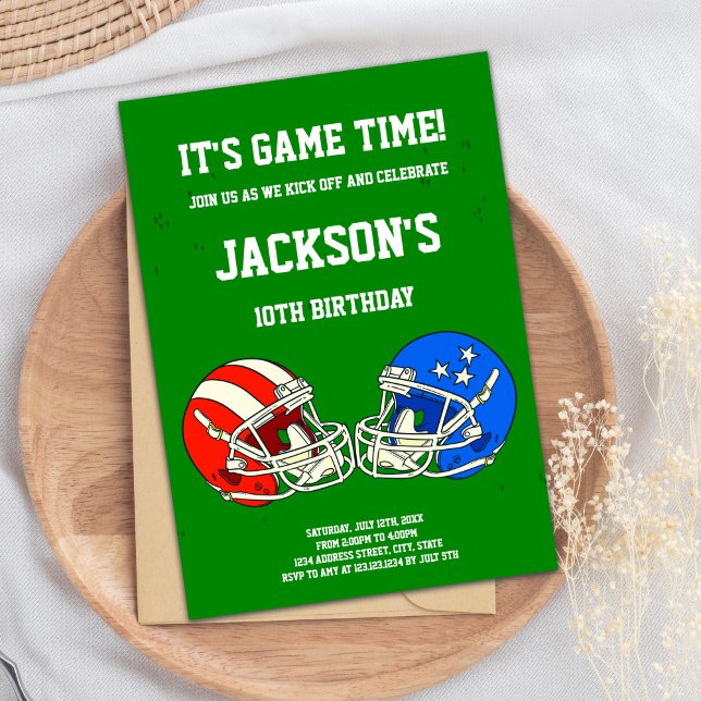 Green Blue Football Invitations d'anniversaire (Green Blue Football Birthday Invitations)