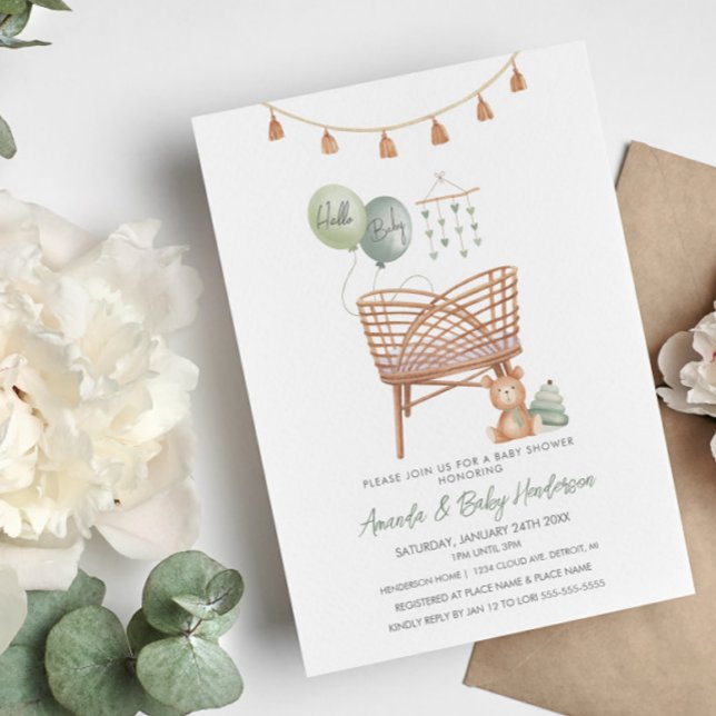 Green Boho Nursery Boho Baby shower Invitation (Créateur téléchargé)
