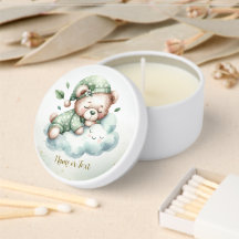 Green Boho Sleeping Teddy Bear mignonne Party