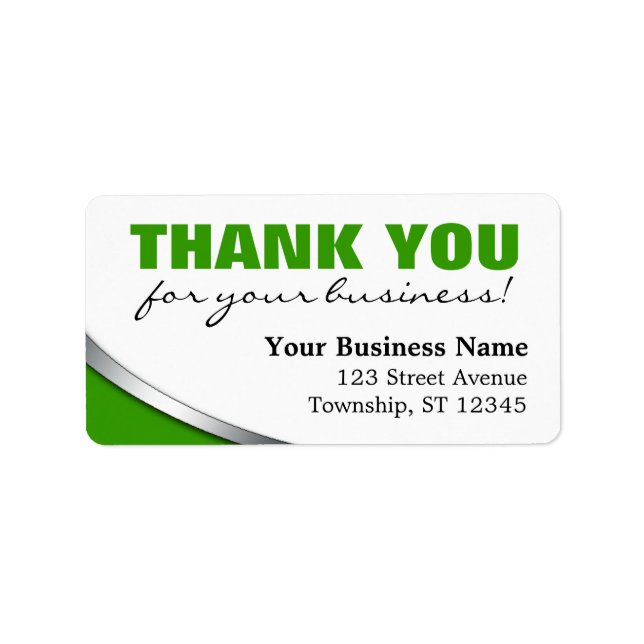 Green Bold "Merci pour votre entreprise" Étiquette (Devant)