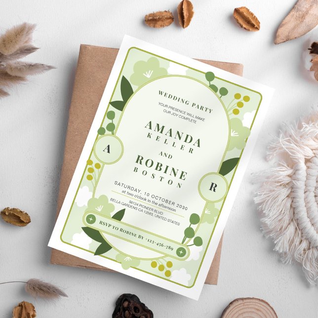 Green Botanical Garden Wedding Invitation (Créateur téléchargé)