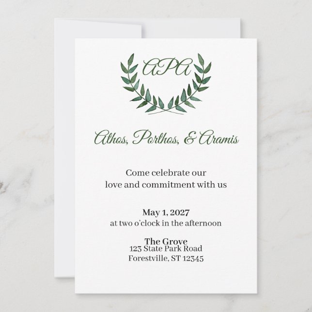 Green Branches Invitation (Devant)