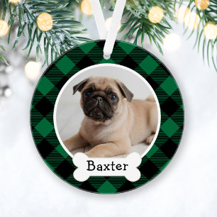 Green Buffalo Plaid Custom Pet Puppy Dog Photo