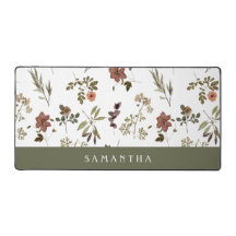 Green Burgundy Wildflower Monogram Name