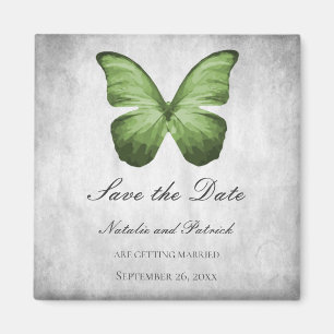 Green Butterfly Save the Date Magnet