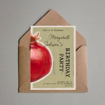 Green Chalk Pomegrane Invitation d'anniversaire