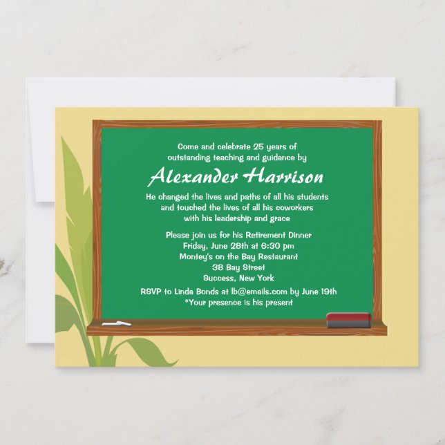 Green Chalkboard Invitation à la retraite de l'ens (Devant)