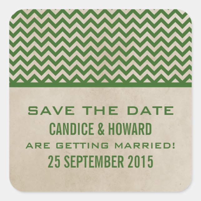 Green Chic Chevron Enregistrer les stickers Date (Devant)