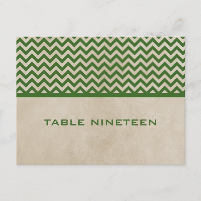 Green Chic Chevron Numéro de table Carte postale (Devant)