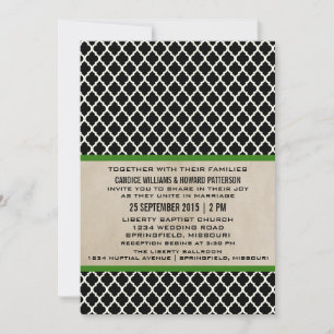 Green Chic Quatrefoil Mariage Invitation