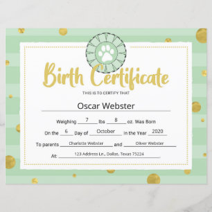 Green Chien Paw Clip Art Chiot Certificat de naiss