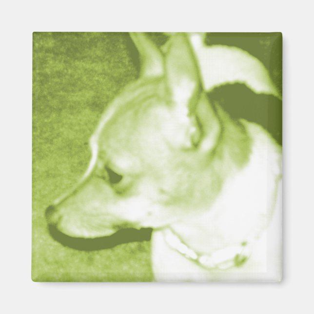 Green Chihuahua Pop Art Magnet (Devant)