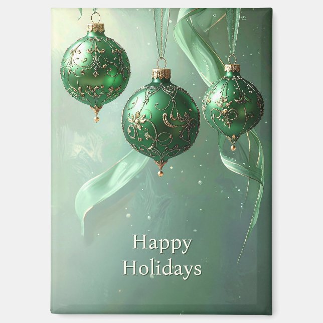 Green Christmas Ball Holiday Magnet (Recto)