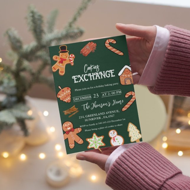 Green Christmas Cookies Exchange Party Invitation (Créateur téléchargé)