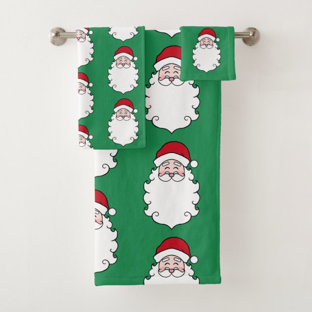 Green Christmas Santa Claus Serviettes de bain Set (En situation)