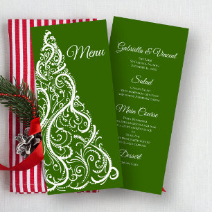 Green Christmas Tree Winter Wedding Menu
