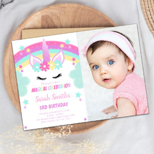 Green Cloud Unicorn Birthday Invitations photo