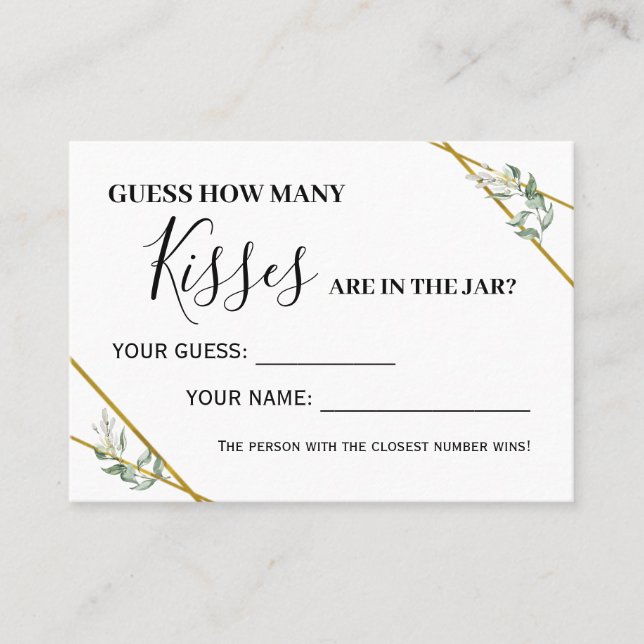 Green Combien de baisers carte de jeu bilingue (Devant)