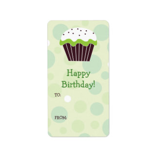Green Cupcake Étiquette cadeau