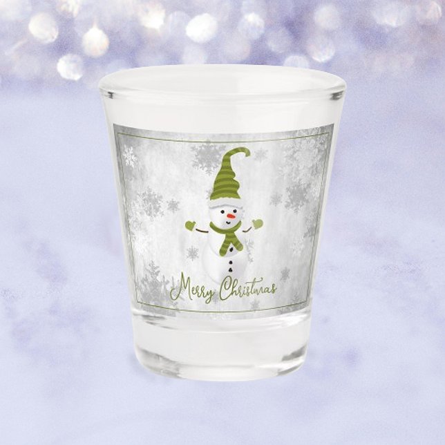 Green Cute Snowman Verre de tir (Green Cute Snowman Holiday Shot Glass)