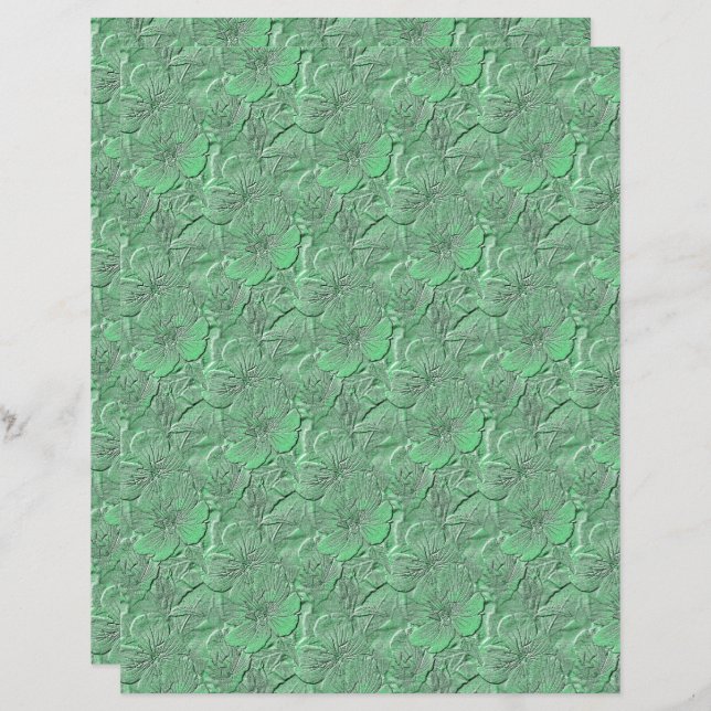 Green Daisy Flowers Nature Art Motif Scrapbook (Devant / Derrière)