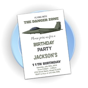 Green Dark Fighter Jet Invitations d'anniversaire