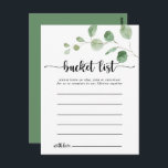 Green Delight Eucalyptus Simple Bucket List Cartes<br><div class="desc">Ces cartes de liste de seau à eucalyptus pour le plaisir vert sont l'activité parfaite pour une réception de mariage moderne ou une douche nuptiale. L'aménagement comprend des branches et des feuilles d'eucalyptus botaniques élégants dessinés à la main dans des aquarelles. Modifier le libellé pour convenir à tout événement de...</div>
