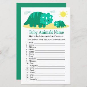 Green Dino Baby Animaux Nom Jeu