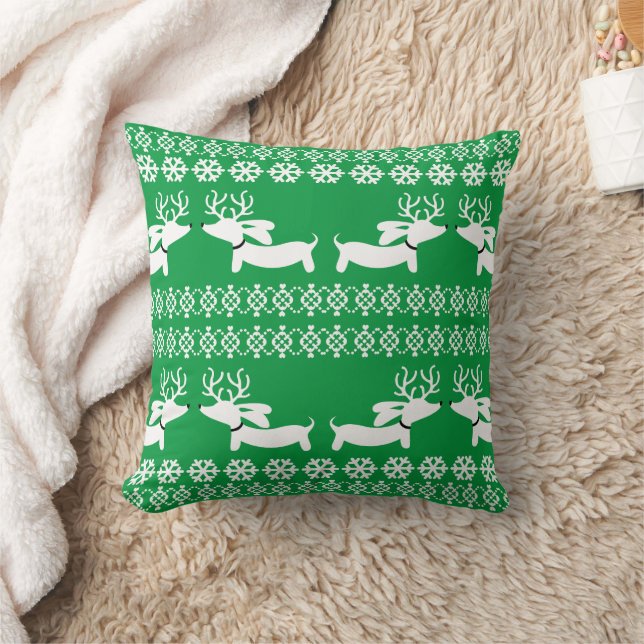 Green Doxie Noël Coussin Fair Isle Reindeer (Couverture)
