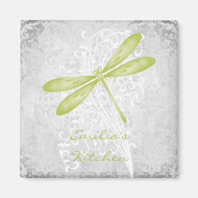 Green Dragonfly Personalized Magnet (Devant)