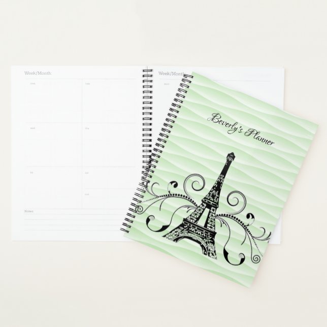 Green Eiffel Tower Planner (Devant avec enveloppe)