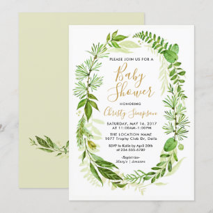 Green Elegant Baby shower Invitation Cartes