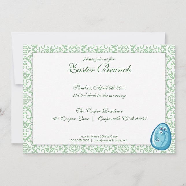 Green Elegant Brunch de Pâques Invitation (Devant)
