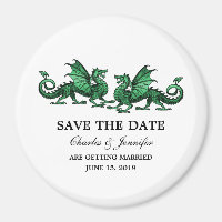 Green Elegant Dragons Save the Date Magnet